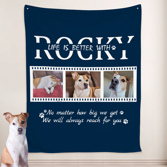 Custom Collage Blankets With Pet name, Personalized Pet photo collage blanket - The Pet Pillow