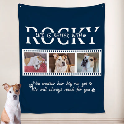 Custom Collage Blankets With Pet name, Personalized Pet photo collage blanket - The Pet Pillow