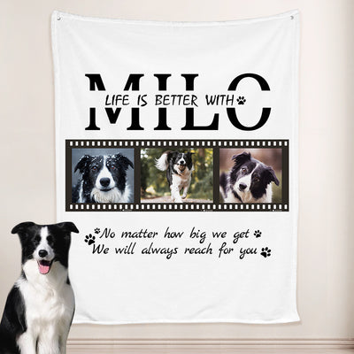Custom Collage Blankets With Pet name, Personalized Pet photo collage blanket - The Pet Pillow