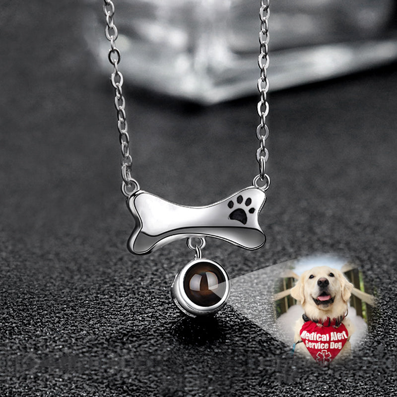 Custom Dog Bone Necklace Personalized Photo Projection Necklace - The Pet Pillow