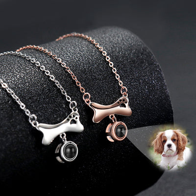 Custom Dog Bone Necklace Personalized Photo Projection Necklace - The Pet Pillow