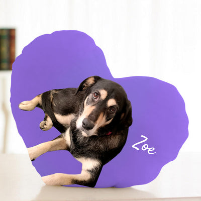 Custom Dog Heart Shaped Pillow with Photo, Personalized Pet Heart Shaped Throw Pillow - The Pet Pillow