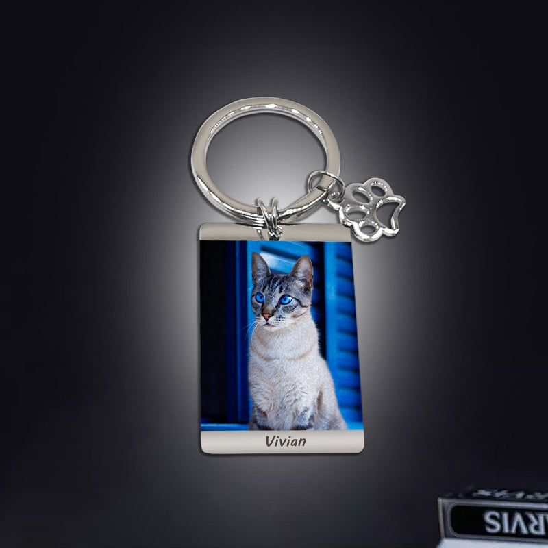 Custom Dog Photo Memorial Keychain with Paw - The Pet Pillow