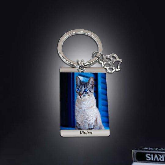 Custom Dog Photo Memorial Keychain with Paw - The Pet Pillow