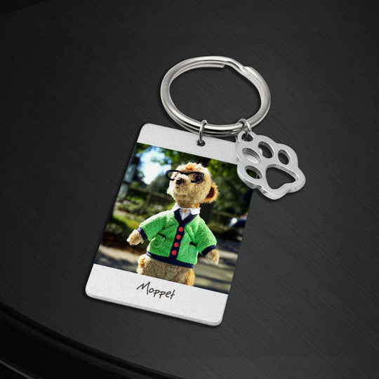 Custom Dog Photo Memorial Keychain with Paw - The Pet Pillow