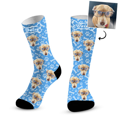 Custom Pet Socks with Pet Pictures, Dog Face Socks Personalized with Name - The Pet Pillow