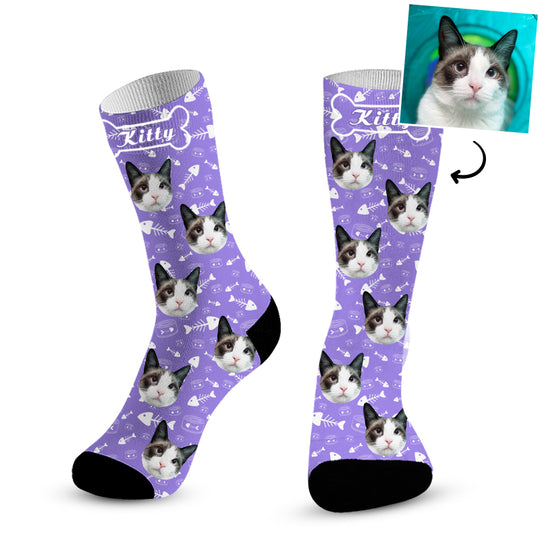 Custom Pet Socks with Pet Pictures, Dog Face Socks Personalized with Name - The Pet Pillow