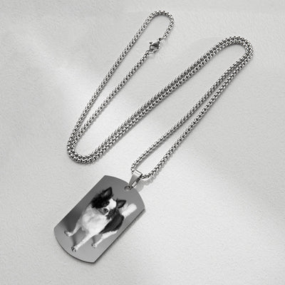 Custom Dog Tag Necklace with Dog Picture, Personalized Engraved Dog Chain with Name - The Pet Pillow