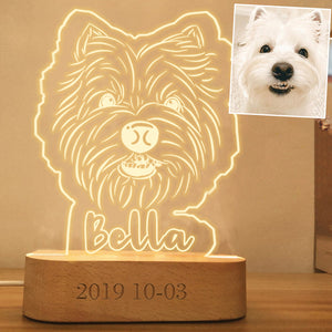 Custom Pet 3d Photo Lamp with Name Engraved, Personalized Led Night Light for Bedroom - The Pet Pillow