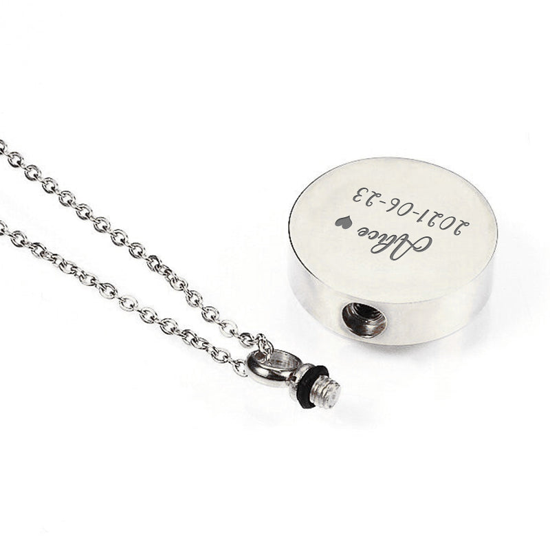 Custom Pet Ash Necklace, Personalized Urn Necklace with Picture- Round - The Pet Pillow