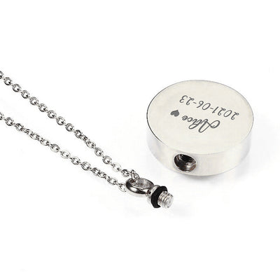 Custom Pet Ash Necklace, Personalized Urn Necklace with Picture- Round - The Pet Pillow