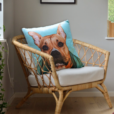 Custom Pet Hand Draw Oil Painting Memorial Square Pillow with Draw Head or Full Body - The Pet Pillow