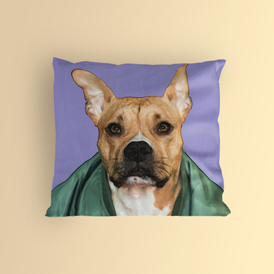 Custom Pet Hand Draw Oil Painting Memorial Square Pillow with Draw Head or Full Body - The Pet Pillow