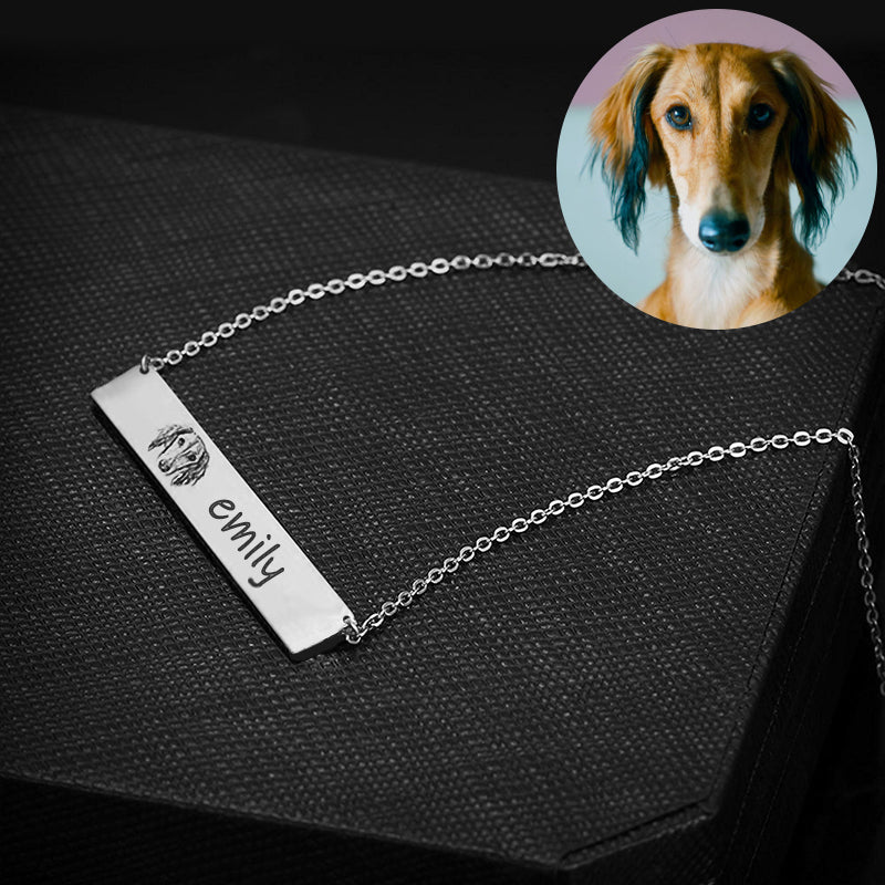 Custom Pet Lettering Bar Necklace for Pet Lover - The Pet Pillow