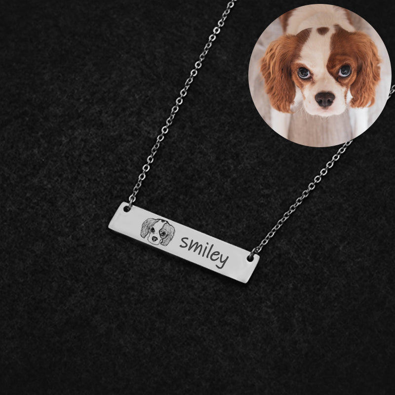 Custom Pet Lettering Bar Necklace for Pet Lover - The Pet Pillow