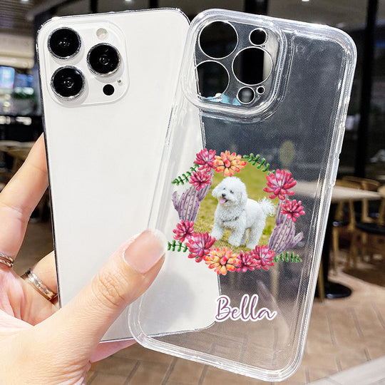 Custom Pet Phone Case with Wreath, Personalized Dog Phone Case with Pet Photo/Name - The Pet Pillow