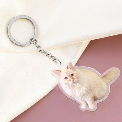 Custom Pet Photo Acrylic Keychain Shaped Looks Like Your Pet - The Pet Pillow