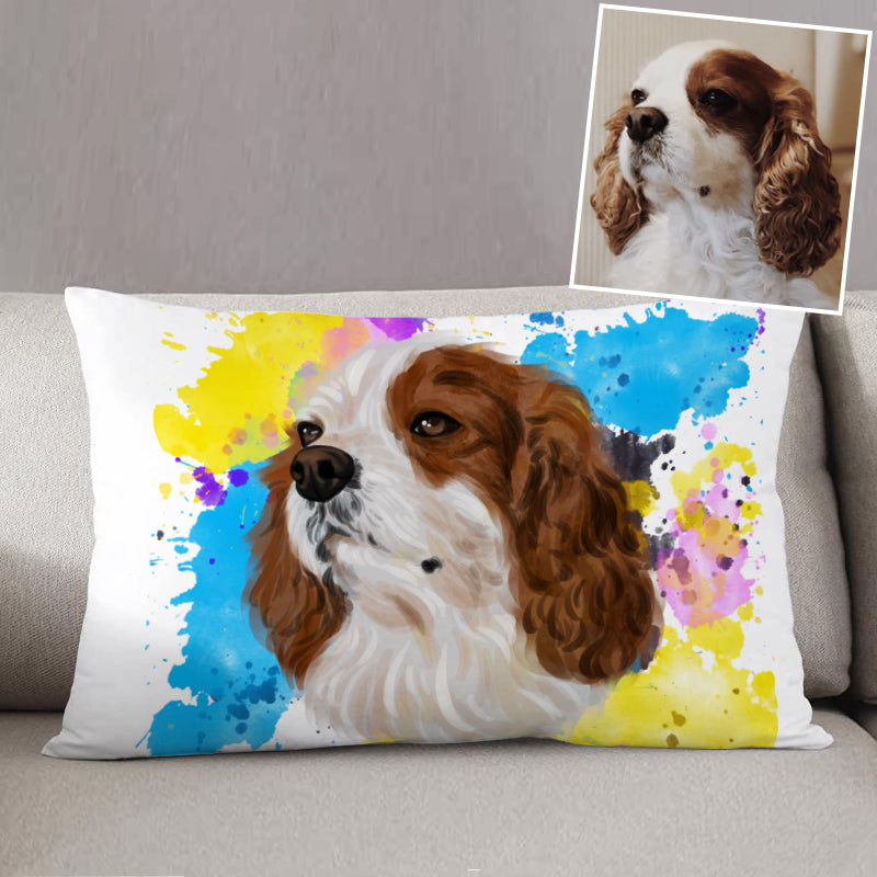 Custom Pet Rectangle Throw Pillow with Photo Personalized Dog Memorial Gift - The Pet Pillow