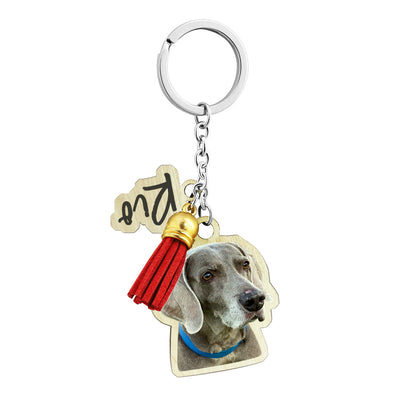 Custom Pet Wood Keychain with Name, Personalized Wooden Keychain with Photo Looks Like Your Pet - The Pet Pillow