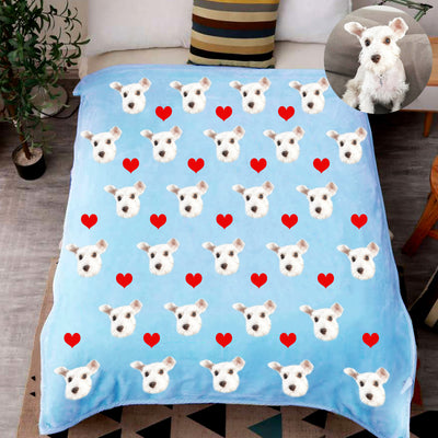 Custom Print Dog/Cat on Blanket with Red Heart - The Pet Pillow