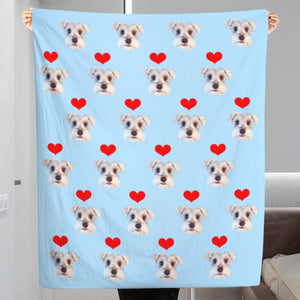 Custom Print Dog/Cat on Blanket with Red Heart - The Pet Pillow