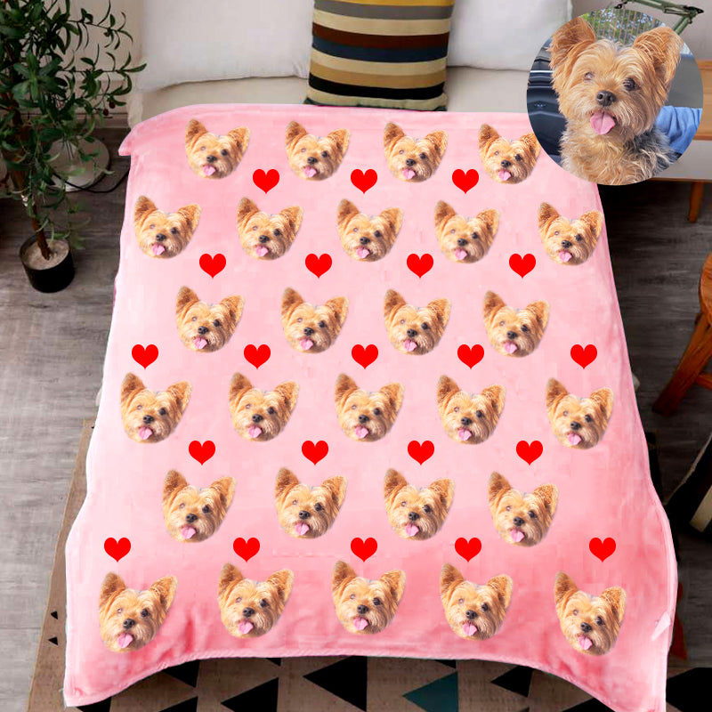 Custom Print Dog/Cat on Blanket with Red Heart - The Pet Pillow