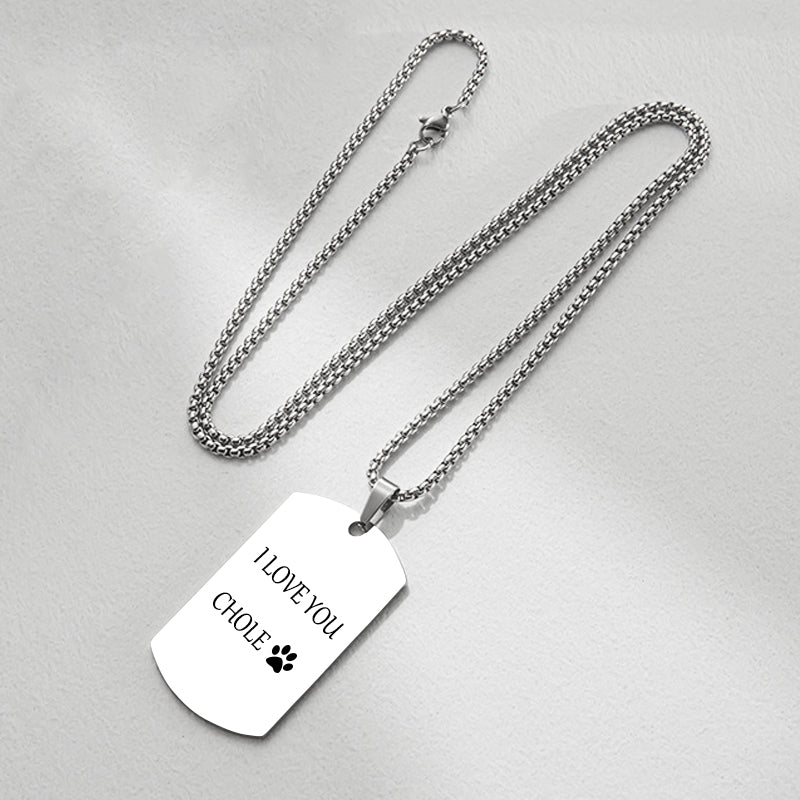 Custom Pet Necklace with Dog Picture, Personalized Engraved Dog Chain with Name - The Pet Pillow