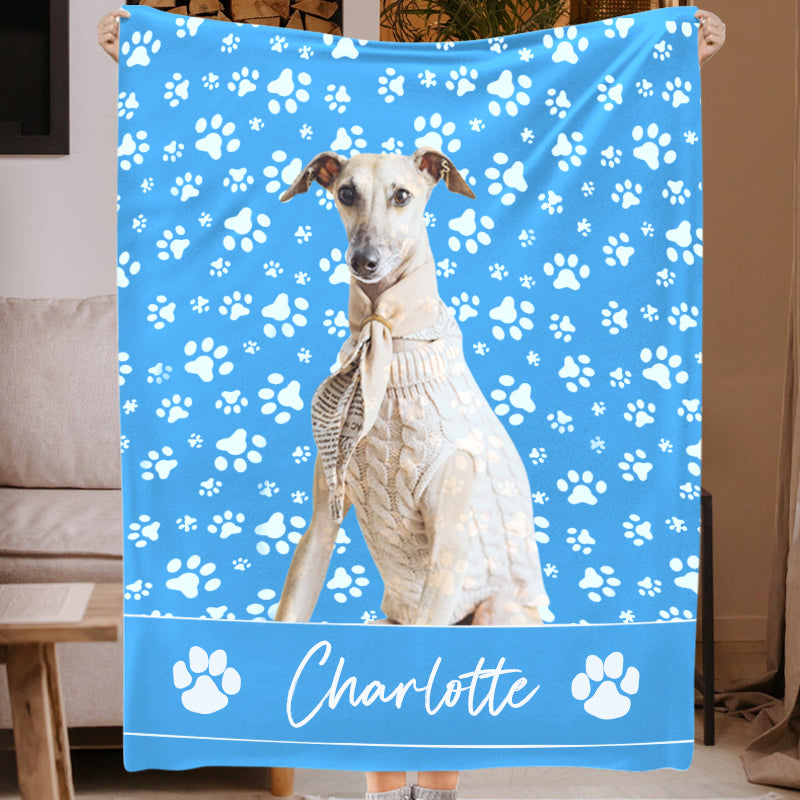 Customized Muti Dog Print Fleece Blanket With Pet Photo And Name - The Pet Pillow