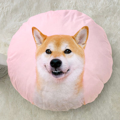 Customized Pet Photo Round Pillow, Personalized Dog Round Decorative Pillow with Name - The Pet Pillow