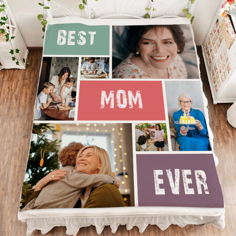 Best Mom Ever - Custom Photo Collage Blanket for Pet Mom - The Pet Pillow