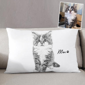 Custom Pet Portrait Pillow Hand Drawing Dog Rectangle Pillow Memorial Gift for Petlover - The Pet Pillow