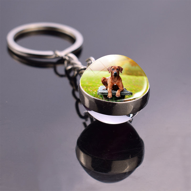 Custom Pet Double Sided Glass Ball Keychain - The Pet Pillow