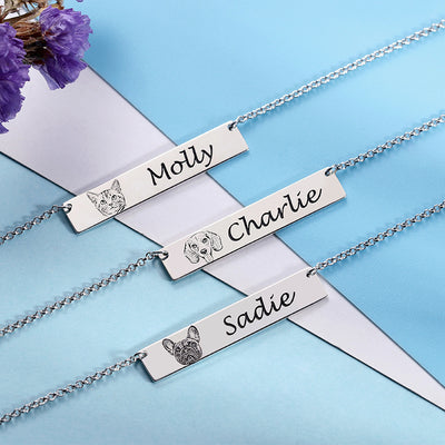 Custom Pet Lettering Bar Necklace for Pet Lover - The Pet Pillow