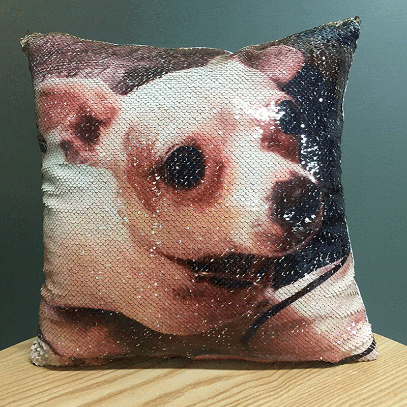 Custom Reversible Flip-Sequin Magic Mermaid Style Pillow from your Pet Picture, gift for pet owners - The Pet Pillow