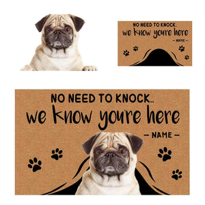 ”No Need to Knockâ€?Custom Pet Doormat from your dog cat pets photo - The Pet Pillow