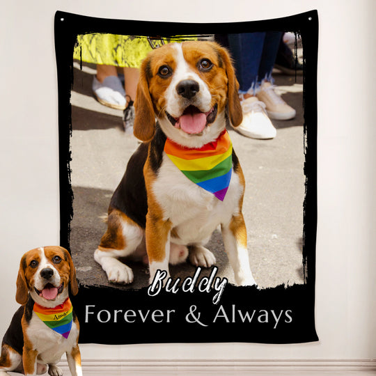 Paw Print Dog Blanket Personalized with Name Engraved, Custom Blanket with Pictures - The Pet Pillow