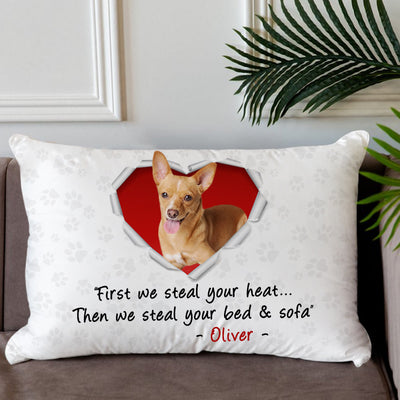 Paw Print Pillow With Stealing Heart, Customized Pet Face Pillow Made From Dog Pictures For Petlovers - The Pet Pillow