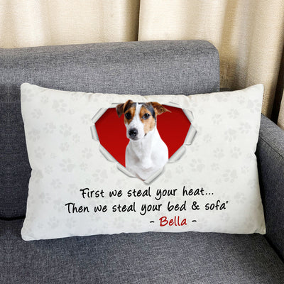 Paw Print Pillow With Stealing Heart, Customized Pet Face Pillow Made From Dog Pictures For Petlovers - The Pet Pillow