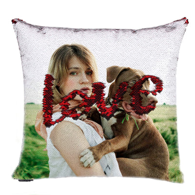 Personalized Custom Photo Sequin Pillow-Home Decor Personalized Gifts - The Pet Pillow