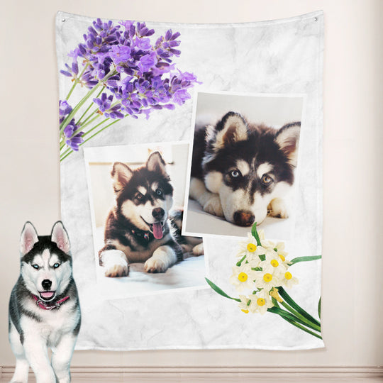 Personalized Dog Blankets with Names, Customized Pet Memorial Blankets with Photo - The Pet Pillow