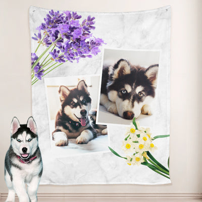 Personalized Dog Blankets with Names, Customized Pet Memorial Blankets with Photo - The Pet Pillow