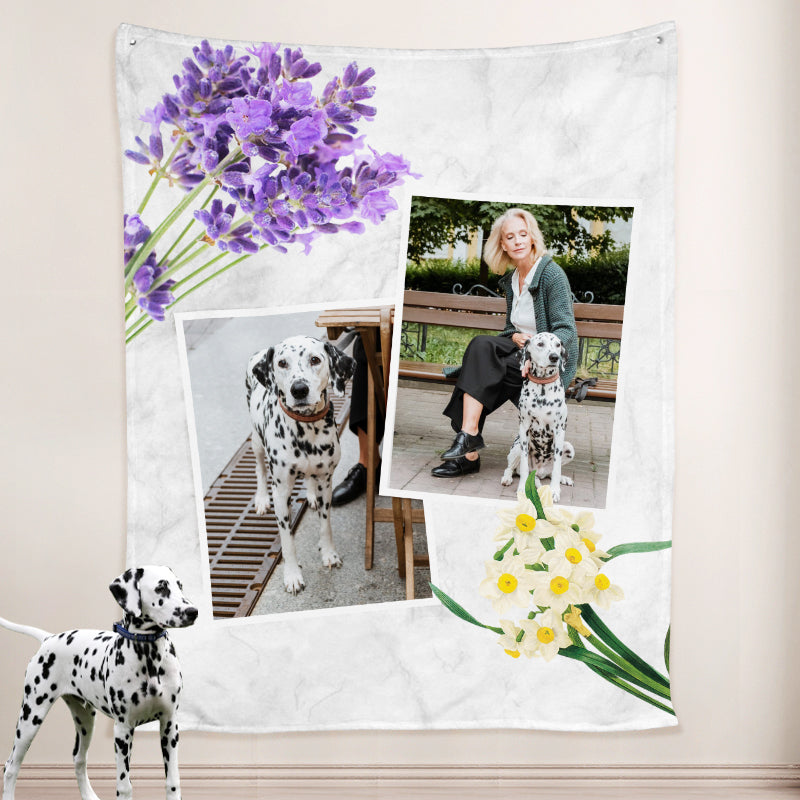 Personalized Dog Blankets with Names, Customized Pet Memorial Blankets with Photo - The Pet Pillow