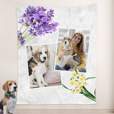 Personalized Dog Blankets with Names, Customized Pet Memorial Blankets with Photo - The Pet Pillow
