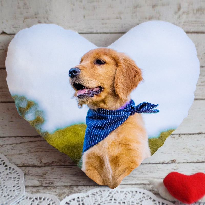 Personalized Dog Heart Shaped Throw Pillows Made from Original Pet Picture - The Pet Pillow