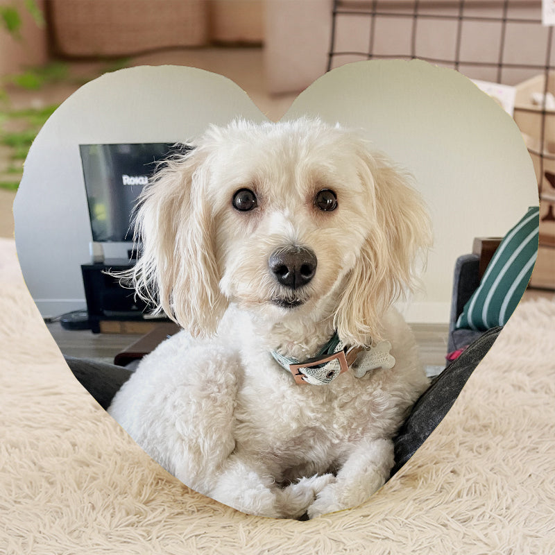 Personalized Dog Heart Shaped Throw Pillows Made from Original Pet Picture - The Pet Pillow