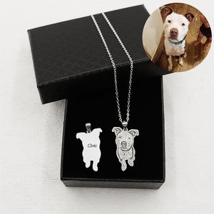 Personalized Engraved Photo and Name Dog Sliver Necklace - The Pet Pillow