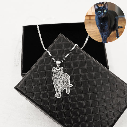 Personalized Engraved Photo and Name Dog Sliver Necklace - The Pet Pillow