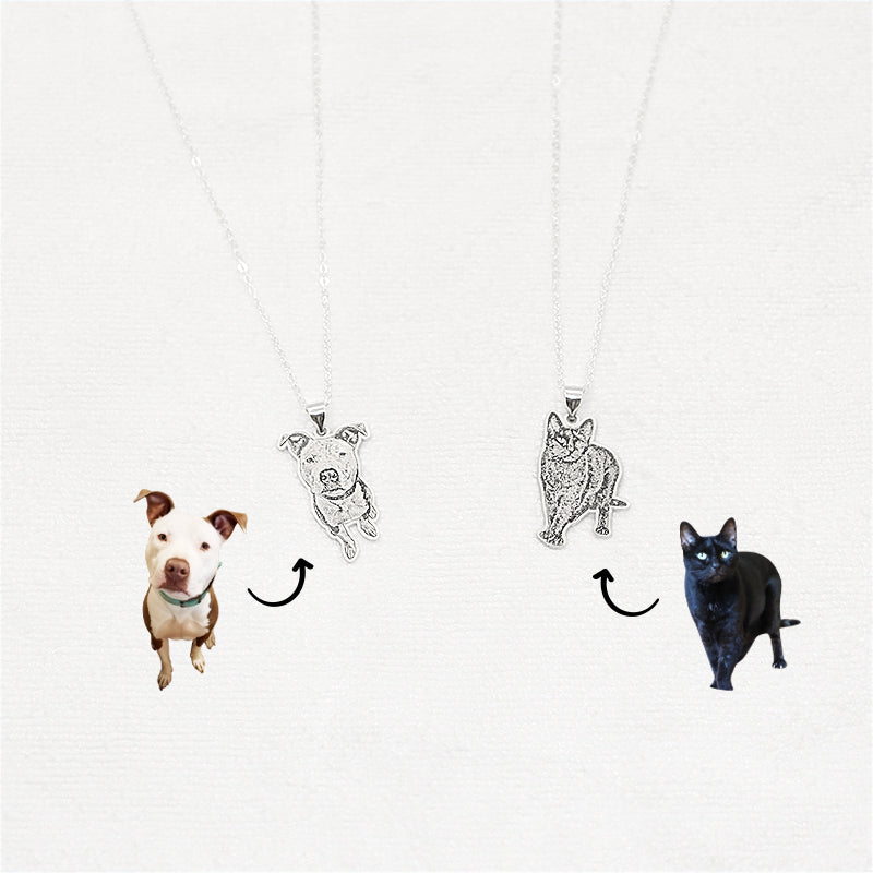 Personalized Engraved Photo and Name Dog Sliver Necklace - The Pet Pillow