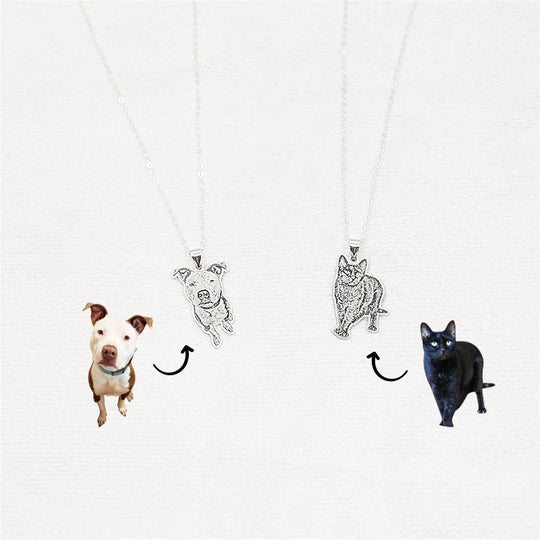 Personalized Engraved Photo and Name Dog Sliver Necklace - The Pet Pillow