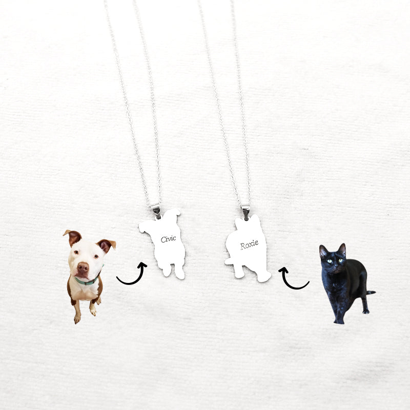 Personalized Engraved Photo and Name Dog Sliver Necklace - The Pet Pillow